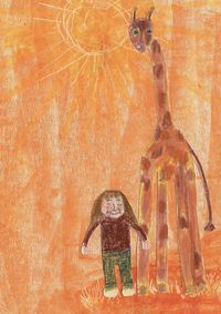 Zeichnung Kind und Giraffe
